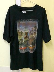 BLACK OVERSIZED PRINTED T-SHIRT