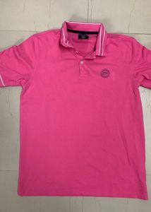 Peter England Men Pink Polo Tshirt