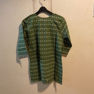 Green Printed Cotton Top