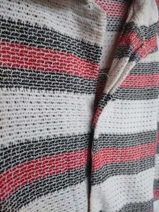 Striped Button-Down Net Half Shirt