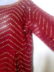 Elegant Maroon Sequin Embellished Dress