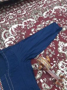 Navy Colour Suit Salwar With Orange Dupatta