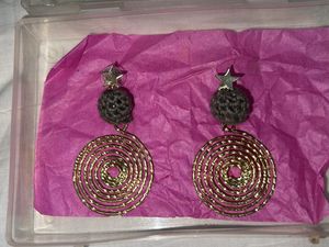 Loop Earrings With Crochet Ball