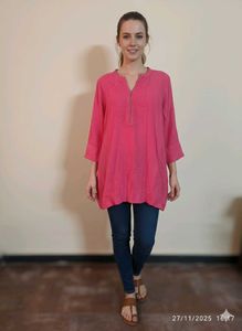 xl Pink Casual Tunic Top
