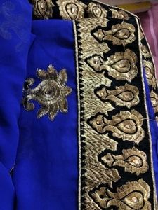 Royal Blue,Black Border With Beads