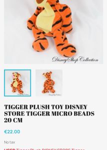 TIGGER PLUSH TOY DISNEY STORE MICRO BEA