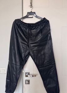 Stylish Black Leather Joggers