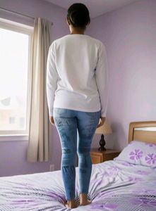 Denim  Printed Leggings