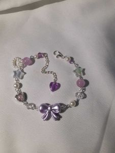 Pink Bow Beaded Bracelet
