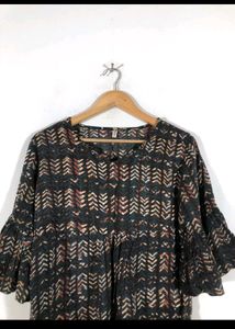 Boho Print Bell Sleeve Top