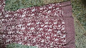 Maroon and White Print Fabric