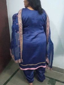 Navy Blue 3xl Pink Salwar Kameez Satin Heavy