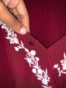 Maroon Embroidered Top