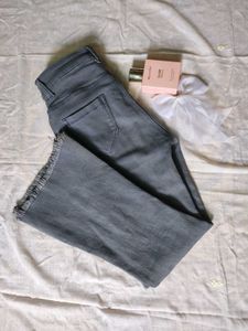 AJIO Grey Flared Jeans