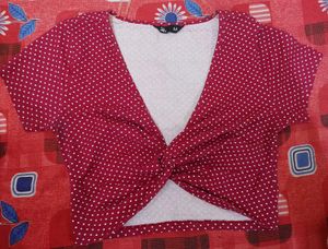 Red & White Crop Top