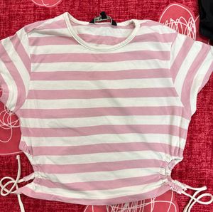 ROADSTER Striped Cropped T-Shirt