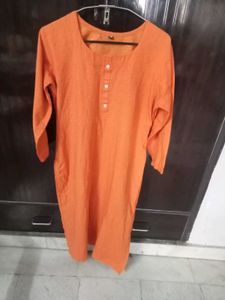 Beautiful Bright Orange Colour Straight Kurti