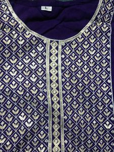 Embroidered Purple Kurti - Size L