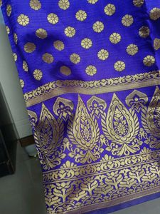 Blue &amp; Gold Benarasi Silk Saree
