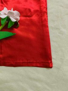 Styched Red Satin Skirt