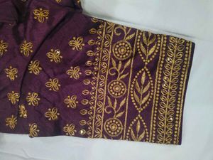 Embroidered Purple Saree Blouse