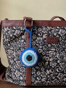 Vibrant Crochet Evil Eye Bag Charm