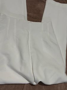 Zara Oyster White High Rise Pants