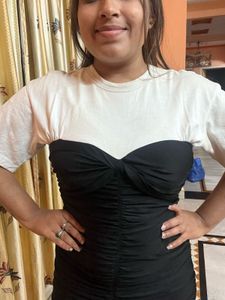 Korean Black Bodycon Mini Dress