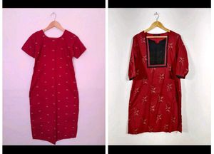 Combo Of 2 Red Color Cotton Tops.