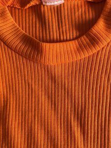 Orange Ribbed Long Sleeve Top