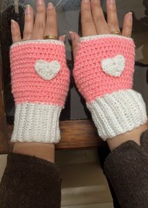 Heart Crochet Fingerless Gloves