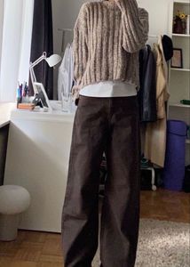 High Waist Dark Brown Jeans With Tag