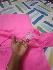 Pink Saree With Blouse Combo