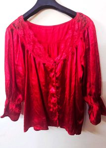 3XL Red Satin Night Suit
