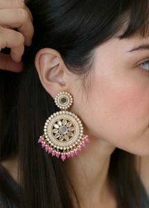 Statement Mirror & Pearl Earrings