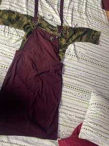 Burgundy Pinafore Dress