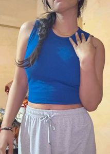 Blue Ribbed Tank Top