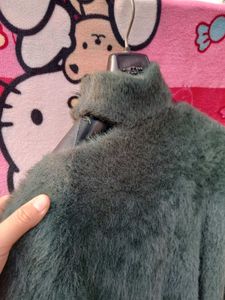 Fluffy Green Turtleneck Sweater