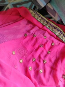 Pink Embroidered Saree