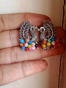Earrings with multi color beads