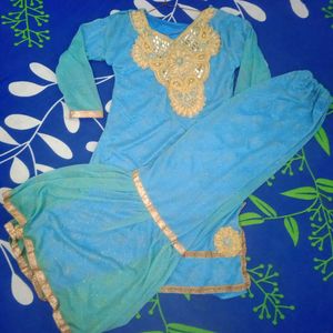 Sky Blue garara with kurti &amp; dupatta