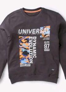 DNMX Charcoal full sleeve Graphic Print T-shirt