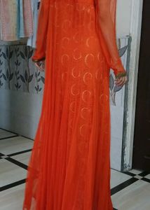 Elegant Orange Ethnic Gown