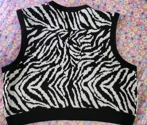 Zebra Print Sweater Vest