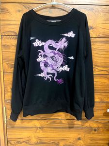 Lavender Graphic Black Sweatshirt