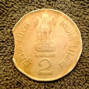 ₹2 Clip Or Cut Error Coin