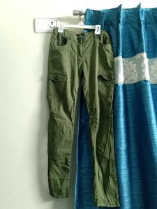 Boys Pure Cotton Bare Denim Trouser Military Green