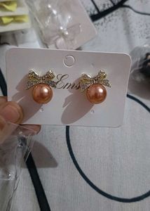 Korean Pink Flower Earrings Pack Of 2 Pair