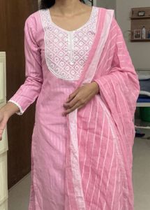 Pink Embroidered Kurta Set