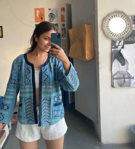 Embroidered Blue Bohemian Jacket